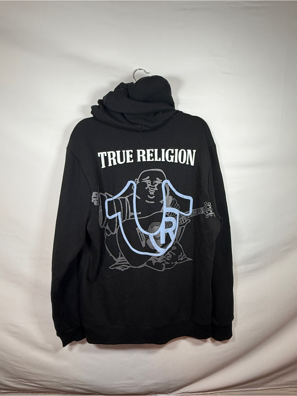 True Religion Mens Hoodie XL Black Zip Up Buddha Full Zip Sweatshirt NWT Jacket